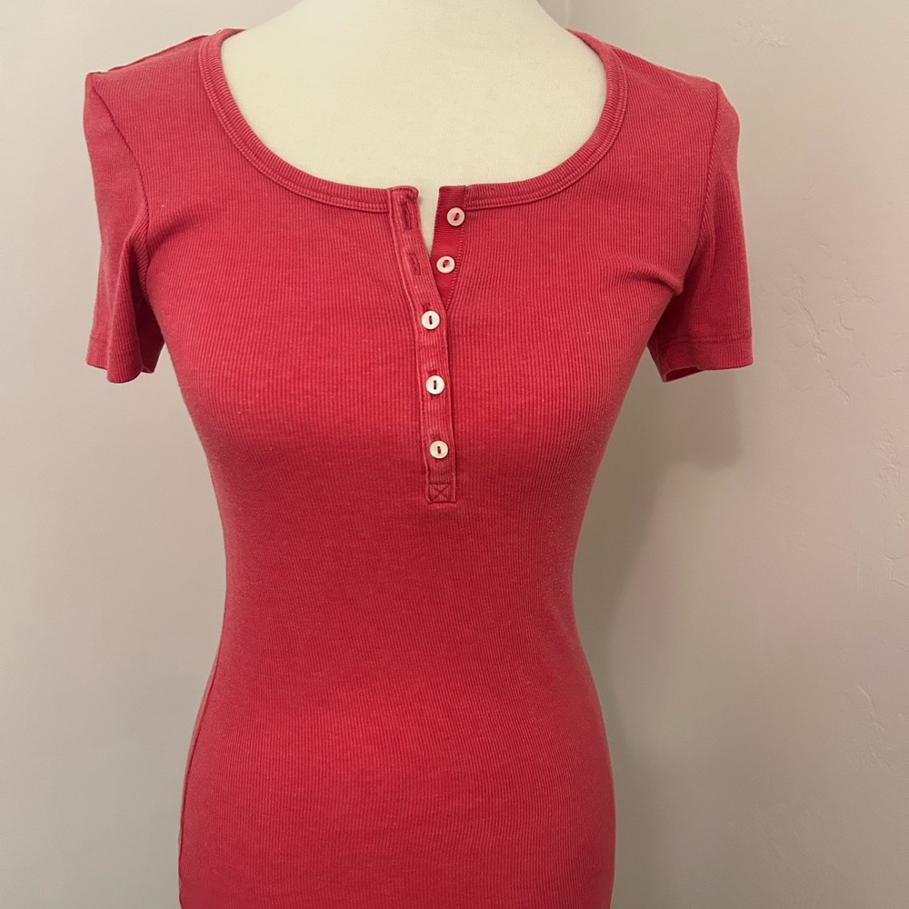 Women's Red Button-Down Top
